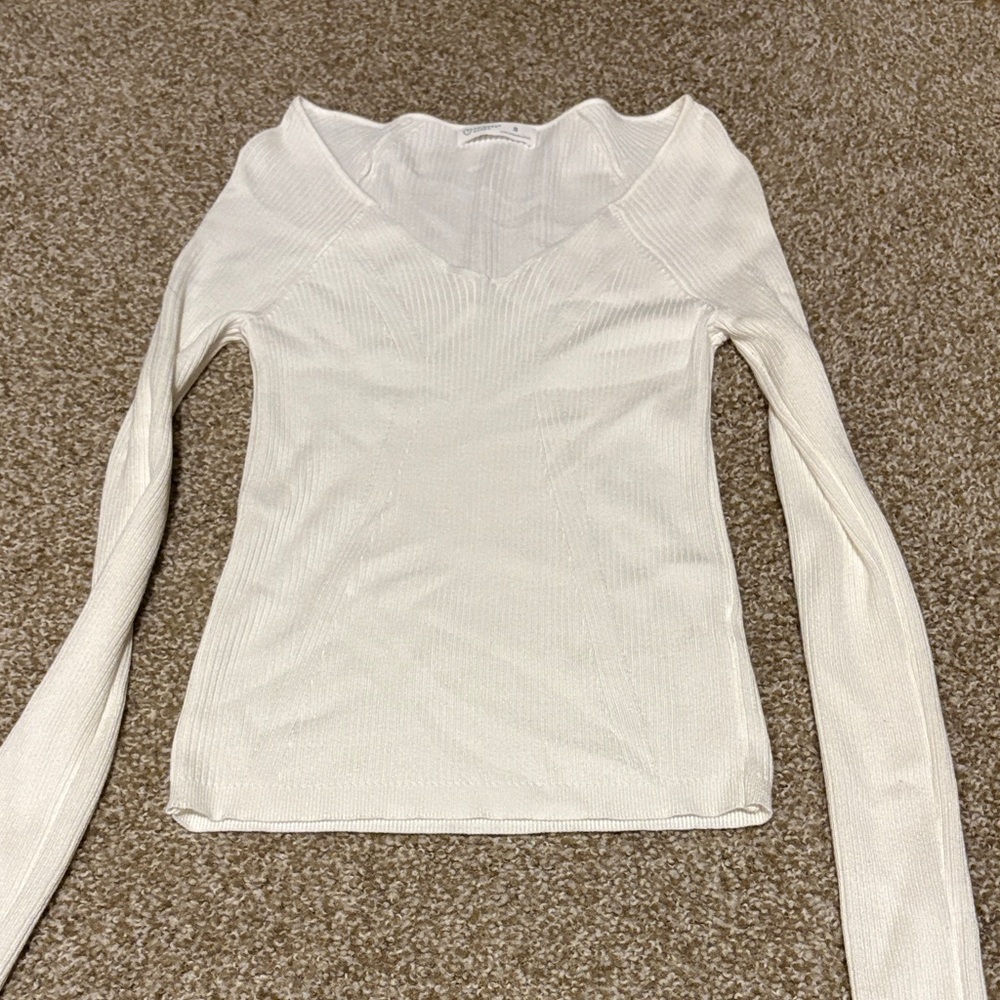 Primary white long sleeve knitted top